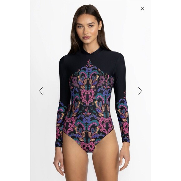 Johnny Was Other - Johnny Was Fatima Cross Over Neck Surf One Piece Swimsuit Rash Guard Small